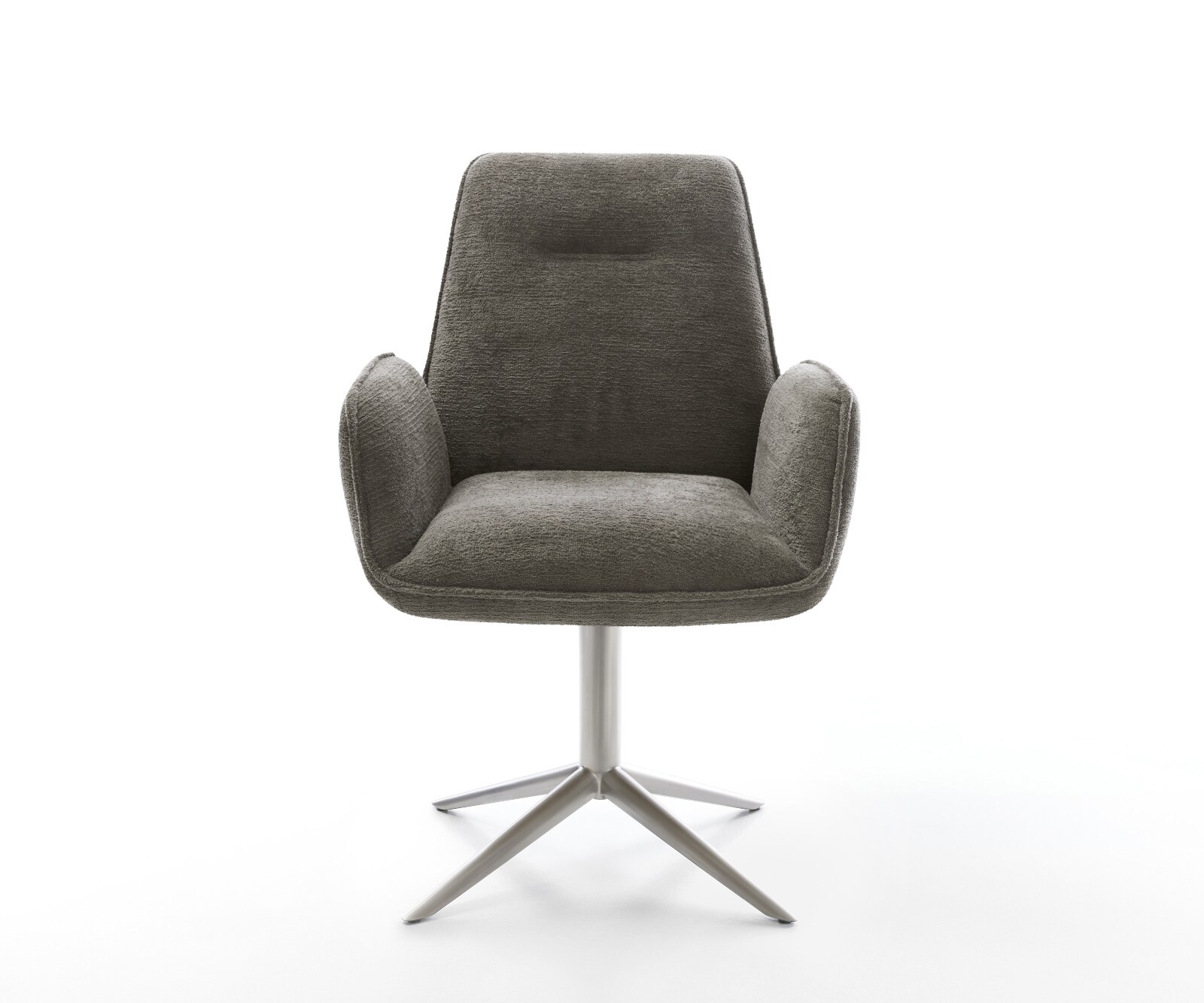 Chaise-pivotante Zoa-Flex bouclé doux couleur boue pied de chaise 4 branches acier inoxydable pivotement sur 360° fonction bascule resorts ensachés 2