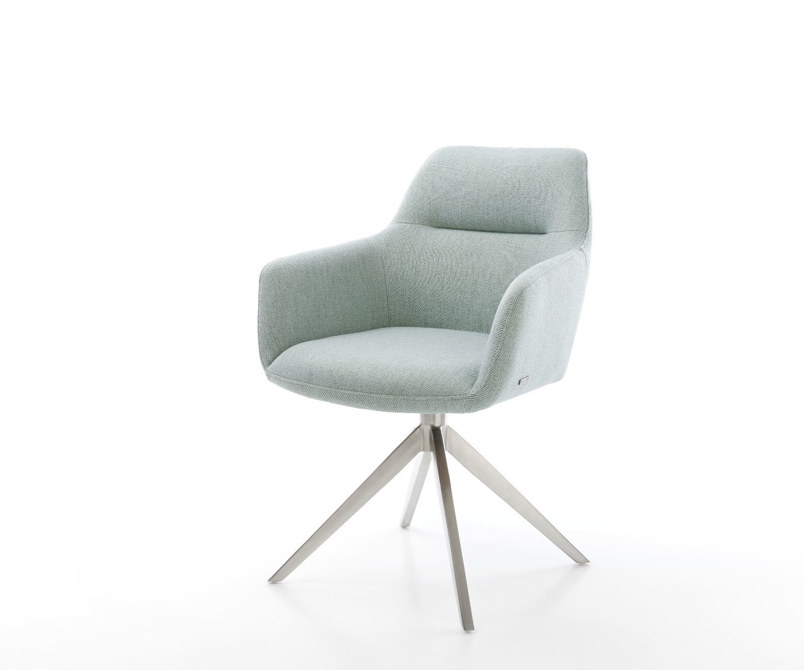 Chaise-pivotante Pejo-Flex rayures vert menthe pied croisé large acier inoxydable brossé pivotement sur 360° fonction bascule 1