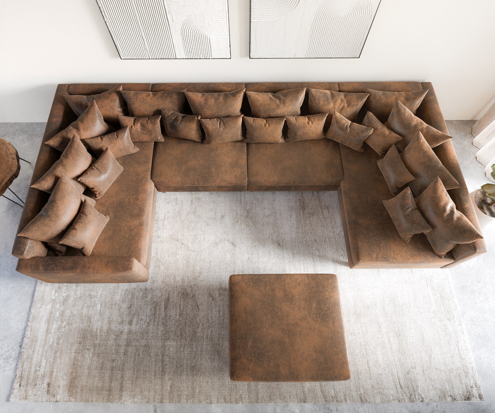 Canapé-panoramique  Clovis XL modulable marron antique tabouret accoudoir 4 Canapé-panoramique  Clovis XL modulable marron antique tabouret accoudoir 4