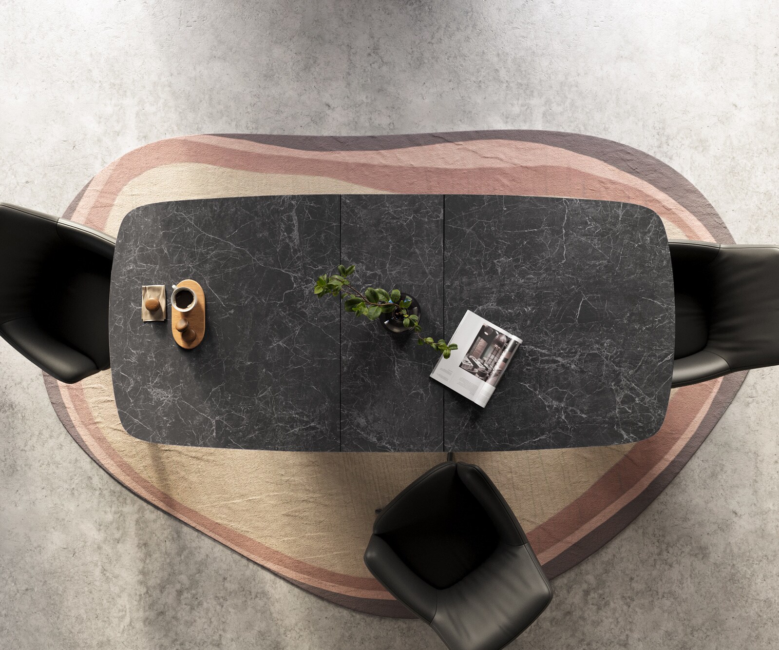 Table à manger Edge Boot 180-220x100 cm Céramique Laminam® Nero Greco Anthracite Infinity Métal Noir extensible 7