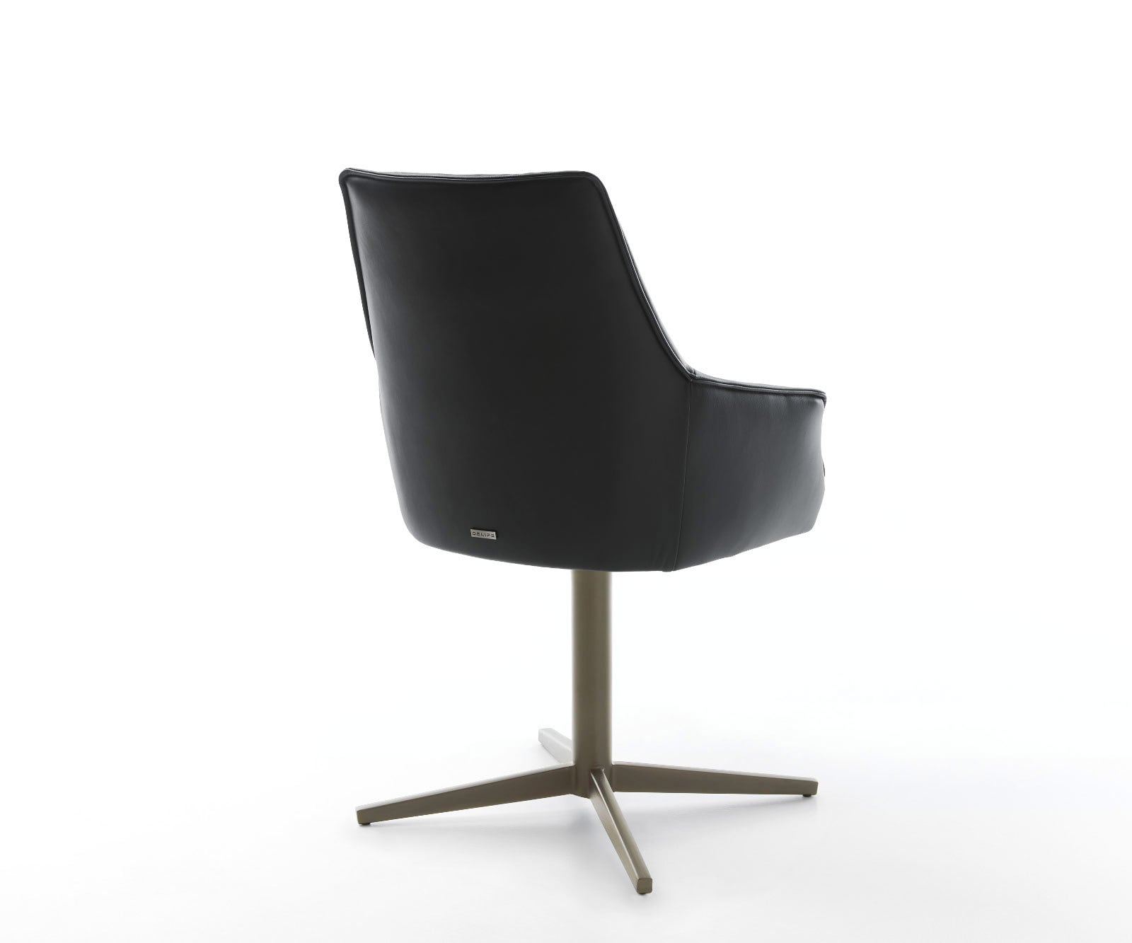 Chaise-pivotante Alja-Flex avec accoudoirs cuir de vache noir pied de chaise 4 branches aspect titane pivotement sur 360° ressorts ensachés 4 Chaise-pivotante Alja-Flex avec accoudoirs cuir de vache noir pied de chaise 4 branches aspect titane pivotement sur 360° ressorts ensachés 4