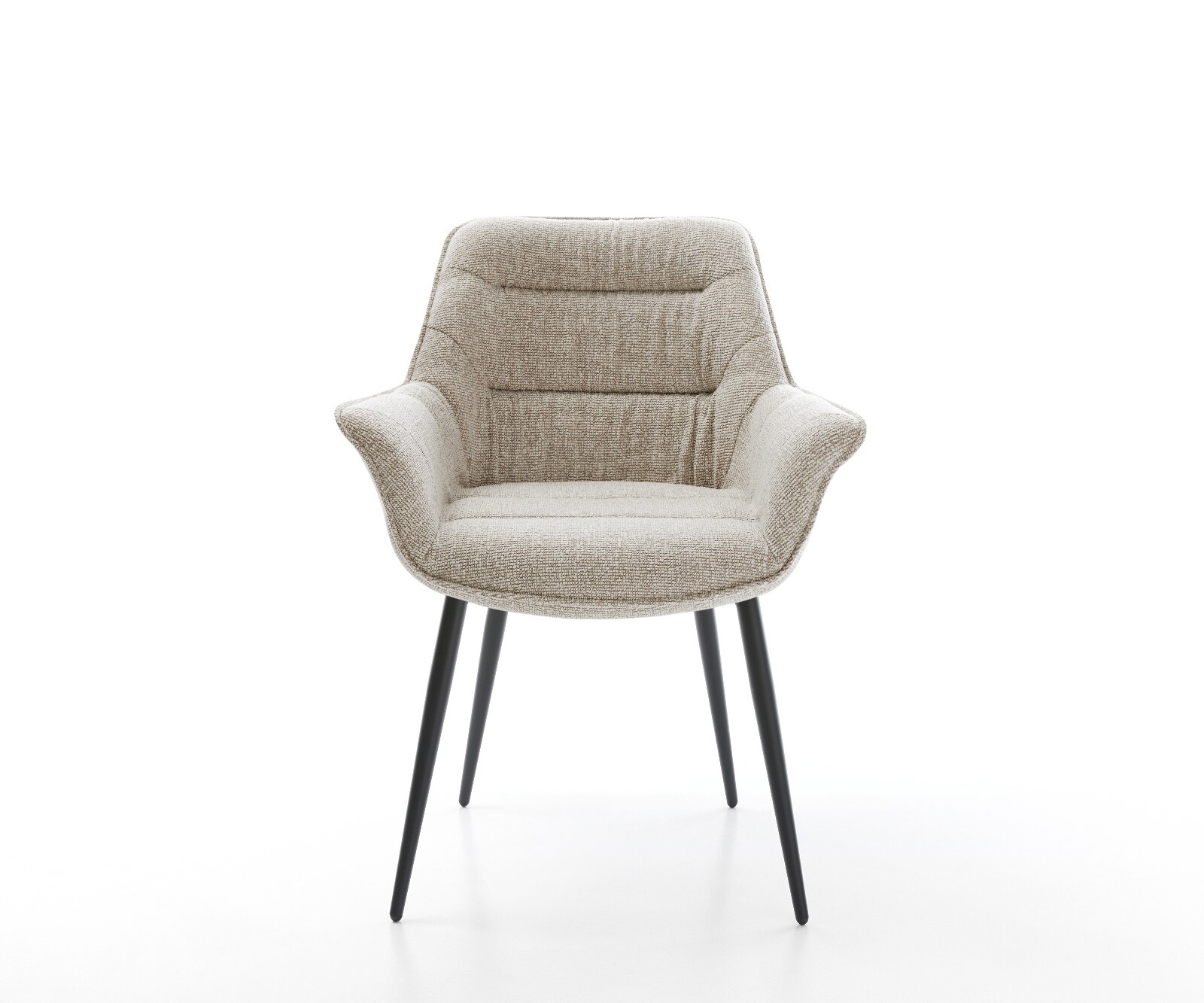 Chaise-de-salle-à-manger Kaira-Flex tissu tissé doux beige 4 pieds coniques noir 1