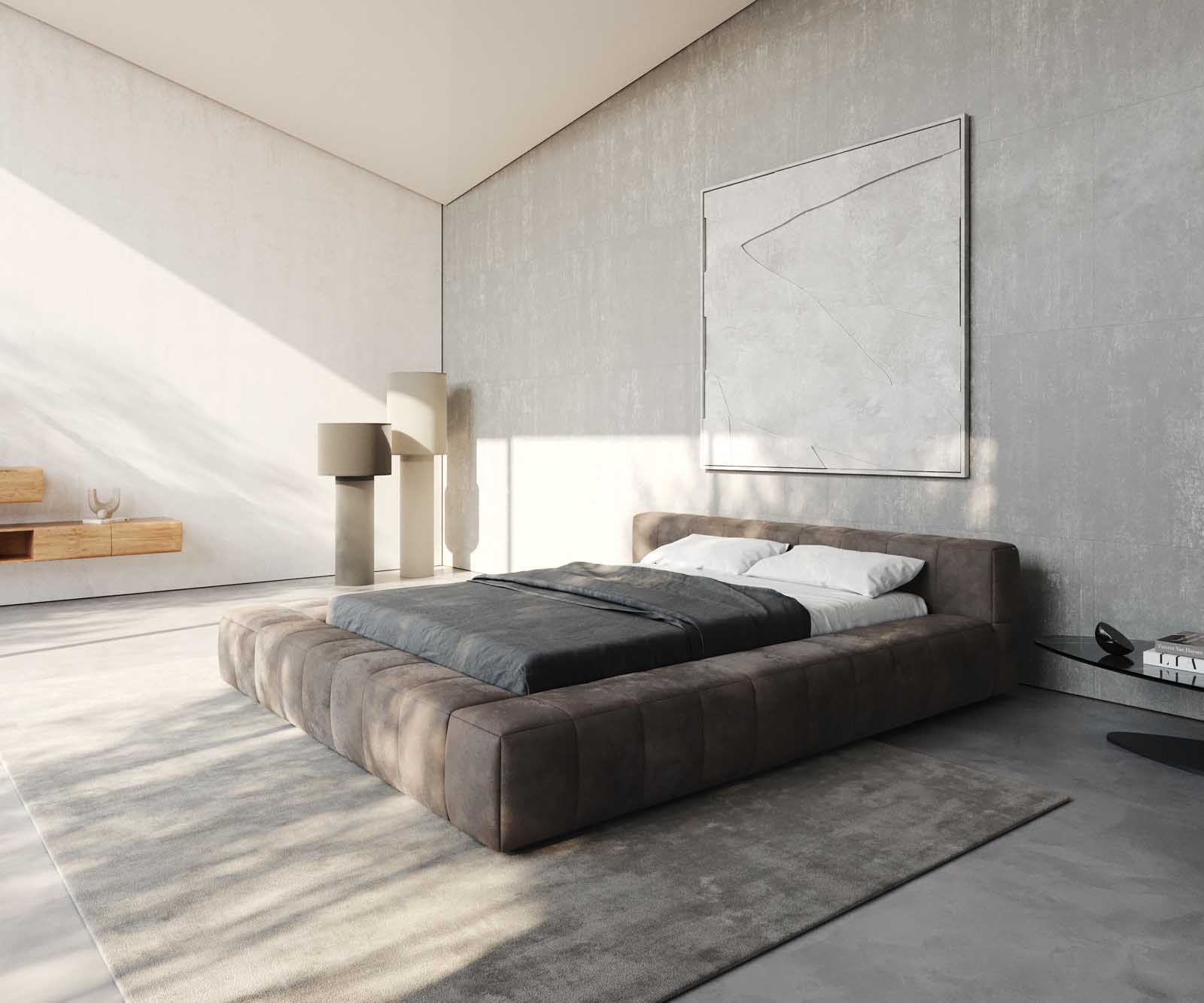 Sommier-rembourré Espazio 140x200 cm microfibre taupe vintage avec espace de rangement Sommier-rembourré Espazio 140x200 cm microfibre taupe vintage avec espace de rangement