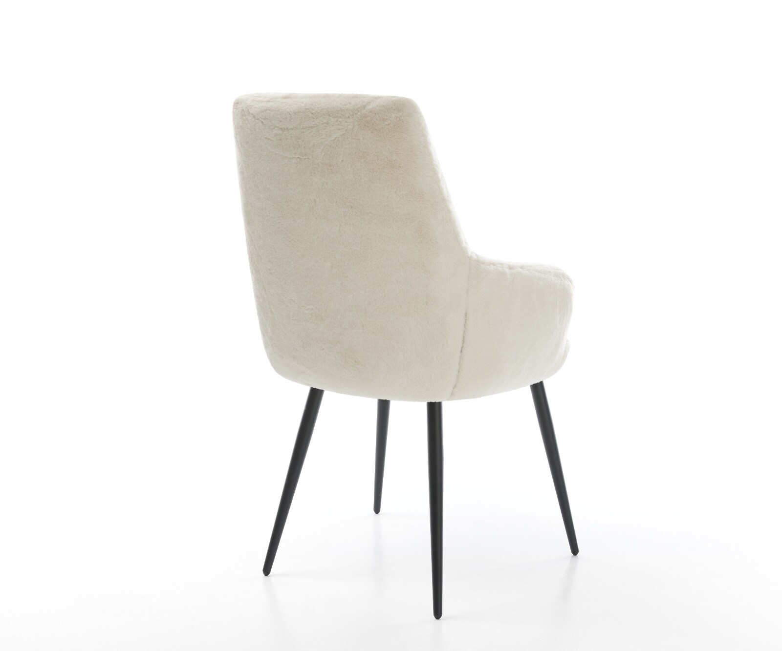 Chaise-de-salle-à-manger Zelia-Flex avec accoudoirs peluche crème-blanc 4 pieds coniques noir resorts ensachés 4