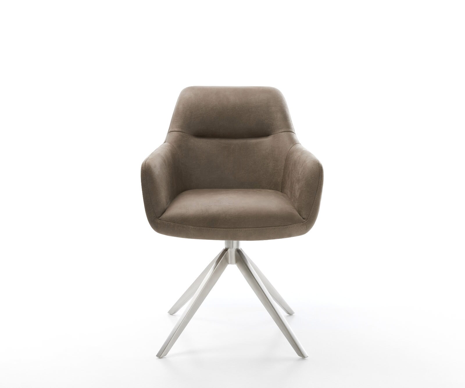 Chaise-pivotante Pejo-Flex microvelours taupe vintage pied croisé large acier inoxydable brossé pivotement sur 360° fonction bascule ressorts ensachés 1 Chaise-pivotante Pejo-Flex microvelours taupe vintage pied croisé large acier inoxydable brossé pivotement sur 360° fonction bascule ressorts ensachés 1