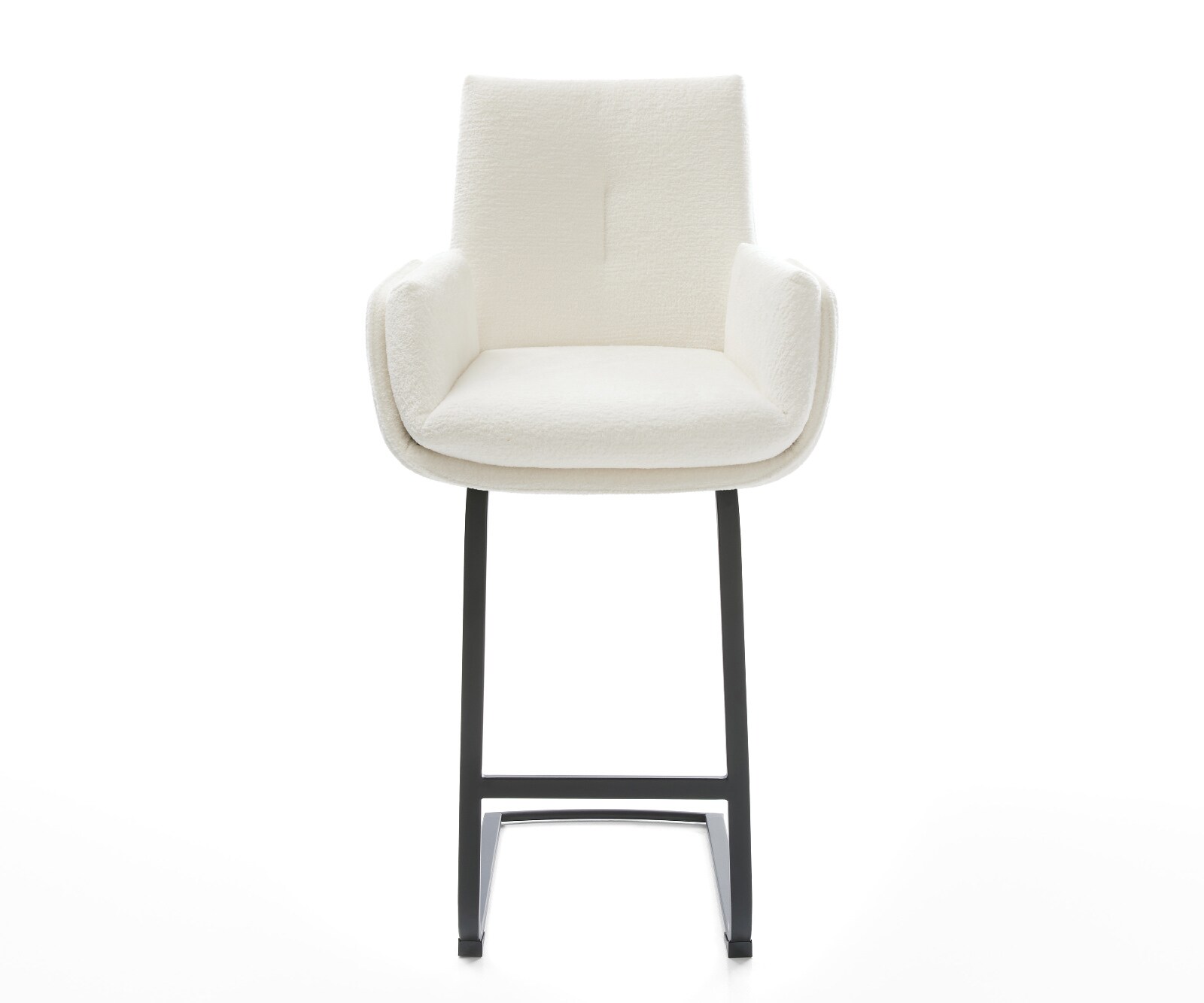 Chaise-de-bar Clea-Flex Bouclé doux Beige Pied cantilever plat noir Noir 1