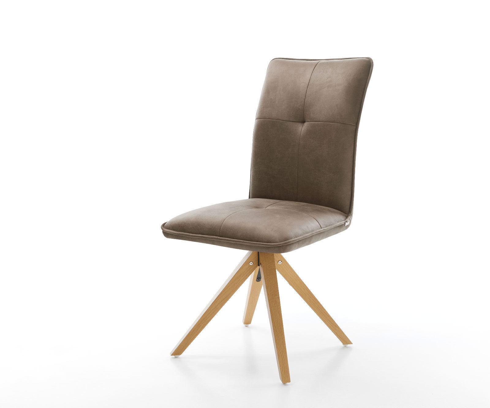 Chaise-de-salle-à-manger Maddy-Flex microvelours taupe vintage pied en bois angulaire naturel 1