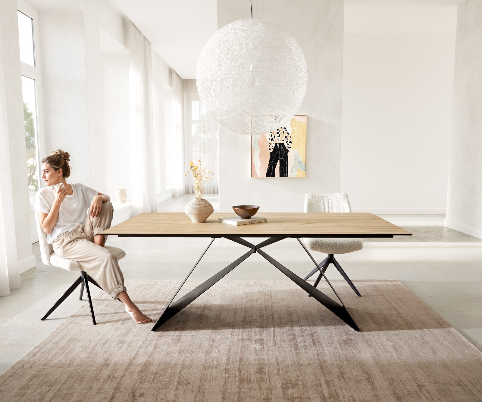 Cadre en V acier plat métal noir pour plateaux de table à partir de 200 cm 1