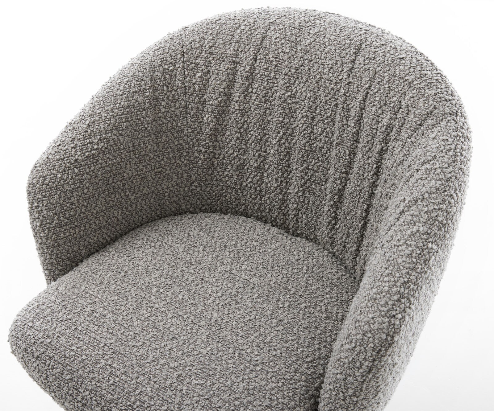 Chaise-de-salle-à-manger Caja-Flex avec accoudoirs bouclé gris argenté 4 pieds coniques noir ressorts ensachés 3