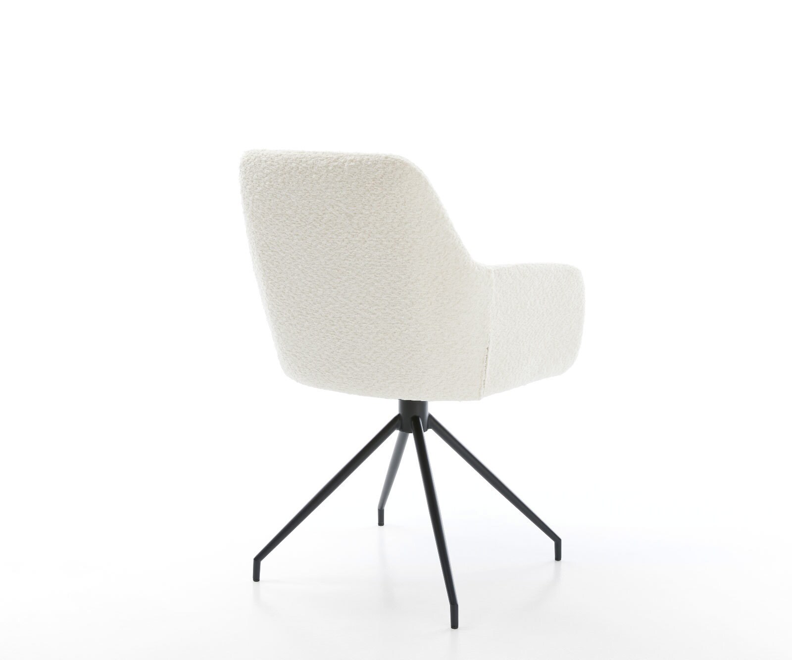 Chaise-de-salle-à-manger Pejo-Flex bouclé blanc pied croisé conique noir ressorts ensachés 5