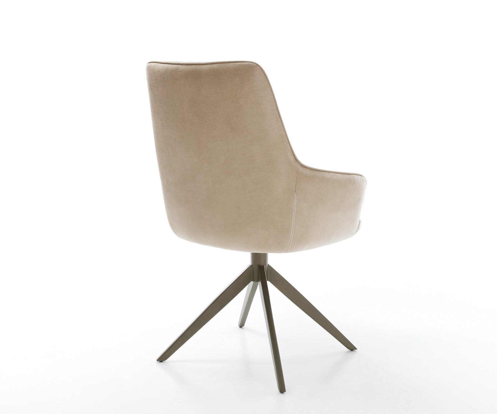 Chaise-pivotante Zelia-Flex avec accoudoirs microfibre beige vintage pied croisé large aspect titane pivotement sur 360° fonction bascule ressorts ensachés 5
