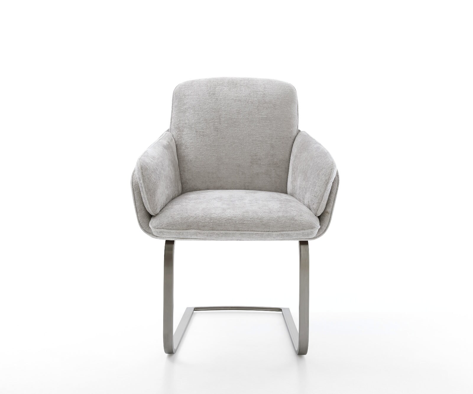 Cantilever Luan-Flex avec accoudoirs chenille gris argenté pied cantilever plat grafiete 2