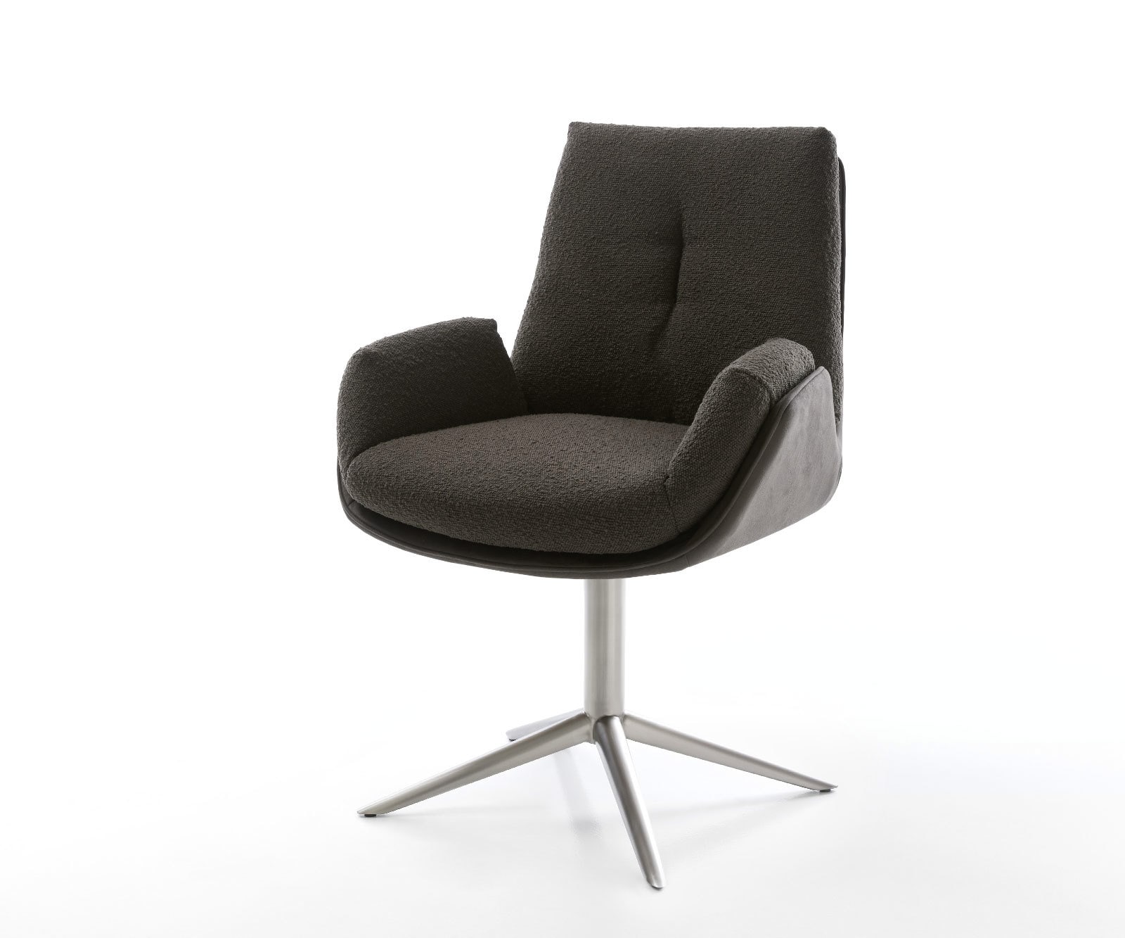 Chaise-pivotante Clea-Flex tissu mixte noir pied de chaise 4 branches acier inoxydable brossé pivotement sur 360° fonction bascule 1