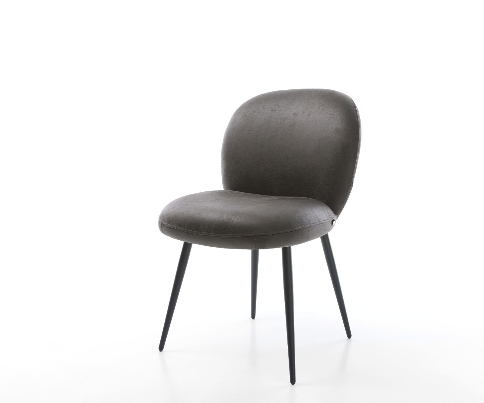 Chaise-de-salle-à-manger Nube-Flex microvelours anthracite vintage 4 pieds coniques noir ressorts ensachés
