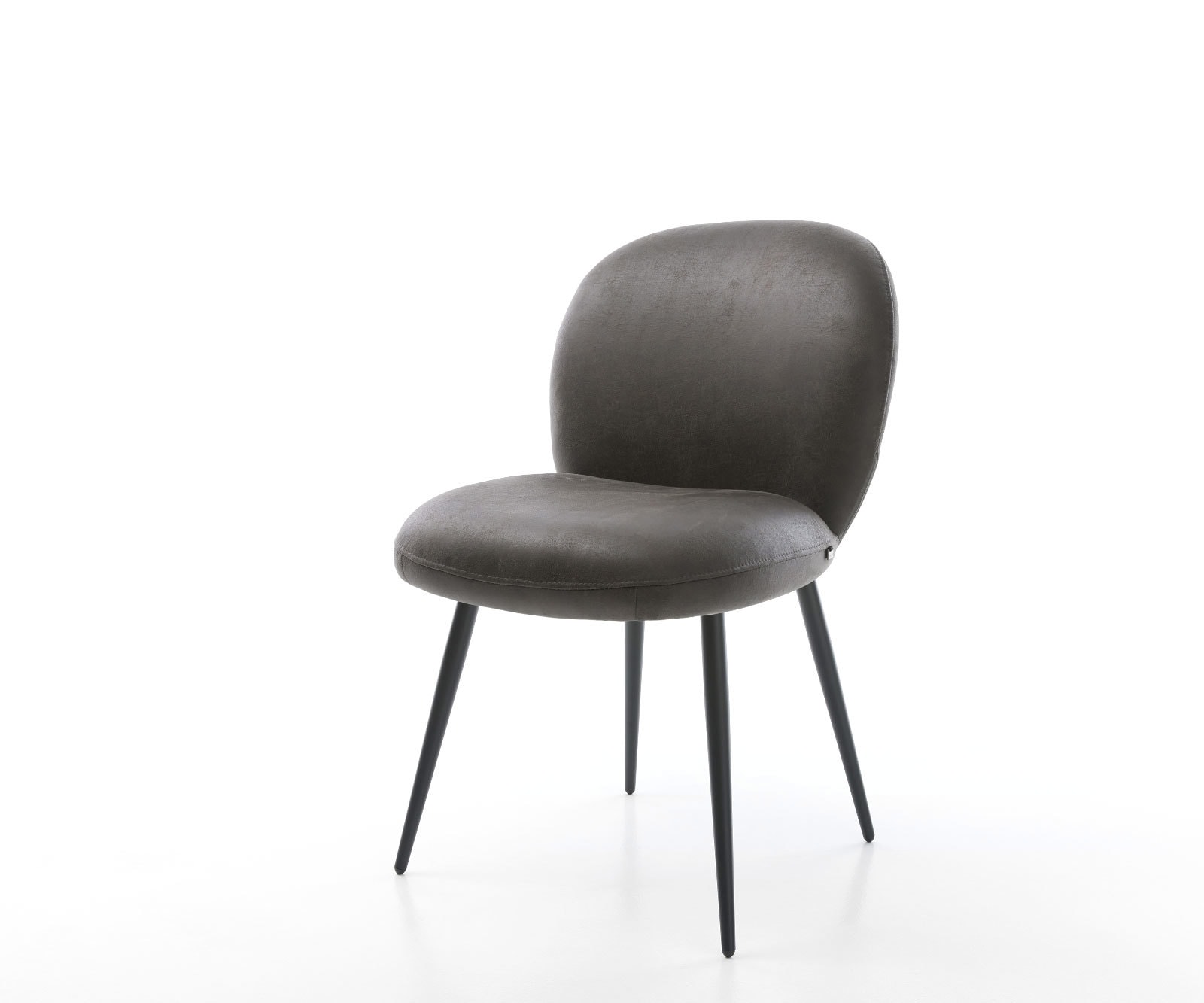 Chaise-de-salle-à-manger Nube-Flex microvelours anthracite vintage 4 pieds coniques noir ressorts ensachés Chaise-de-salle-à-manger Nube-Flex microvelours anthracite vintage 4 pieds coniques noir ressorts ensachés