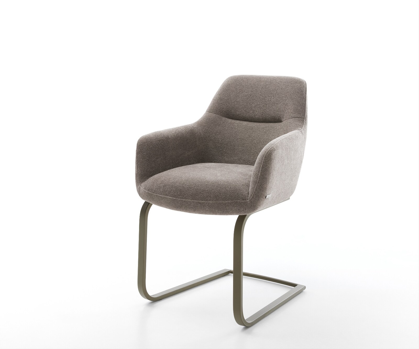 Cantilever Pejo-Flex tissu structuré doux taupe pied cantilever plat aspect titane ressorts ensachés