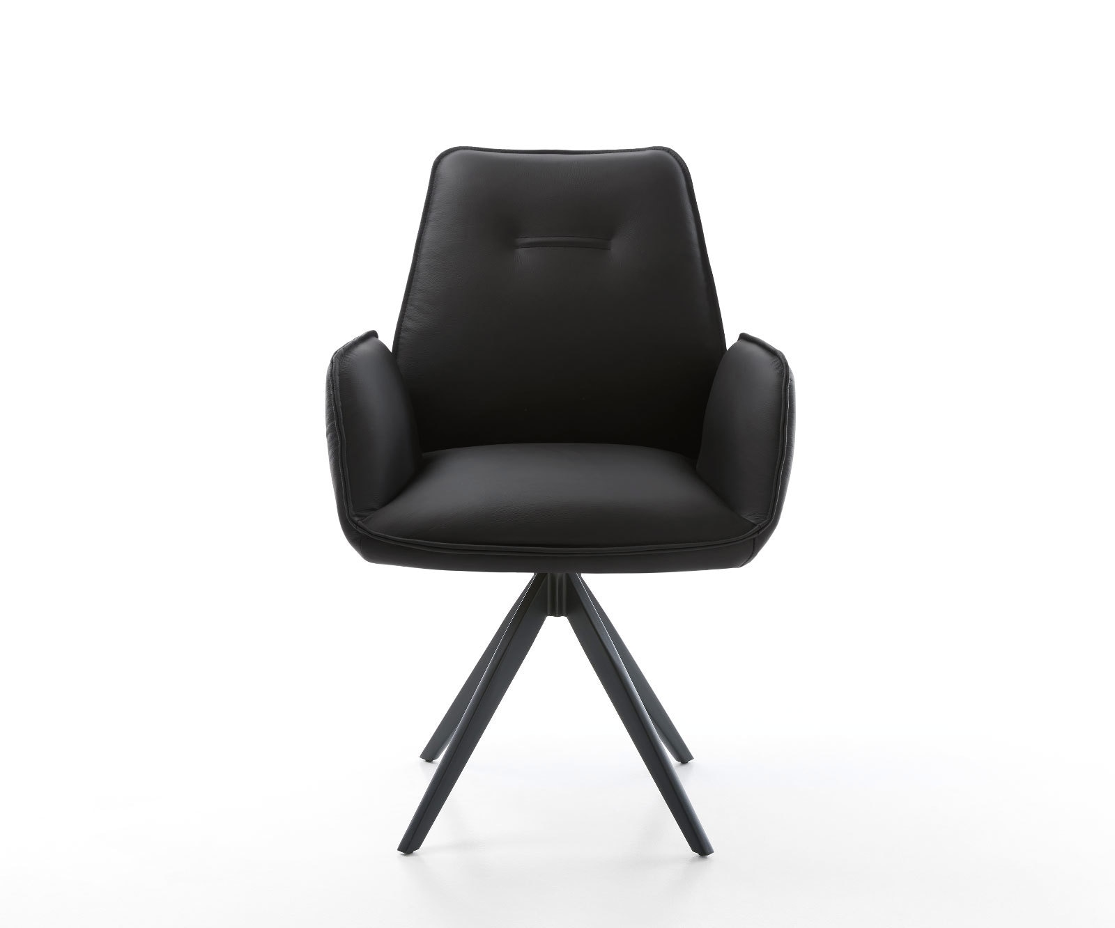 Chaise-de-salle-à-manger Zoa-Flex cuir de vache noir pied croisé angulaire noir ressorts ensachés 1 Chaise-de-salle-à-manger Zoa-Flex cuir de vache noir pied croisé angulaire noir ressorts ensachés 1