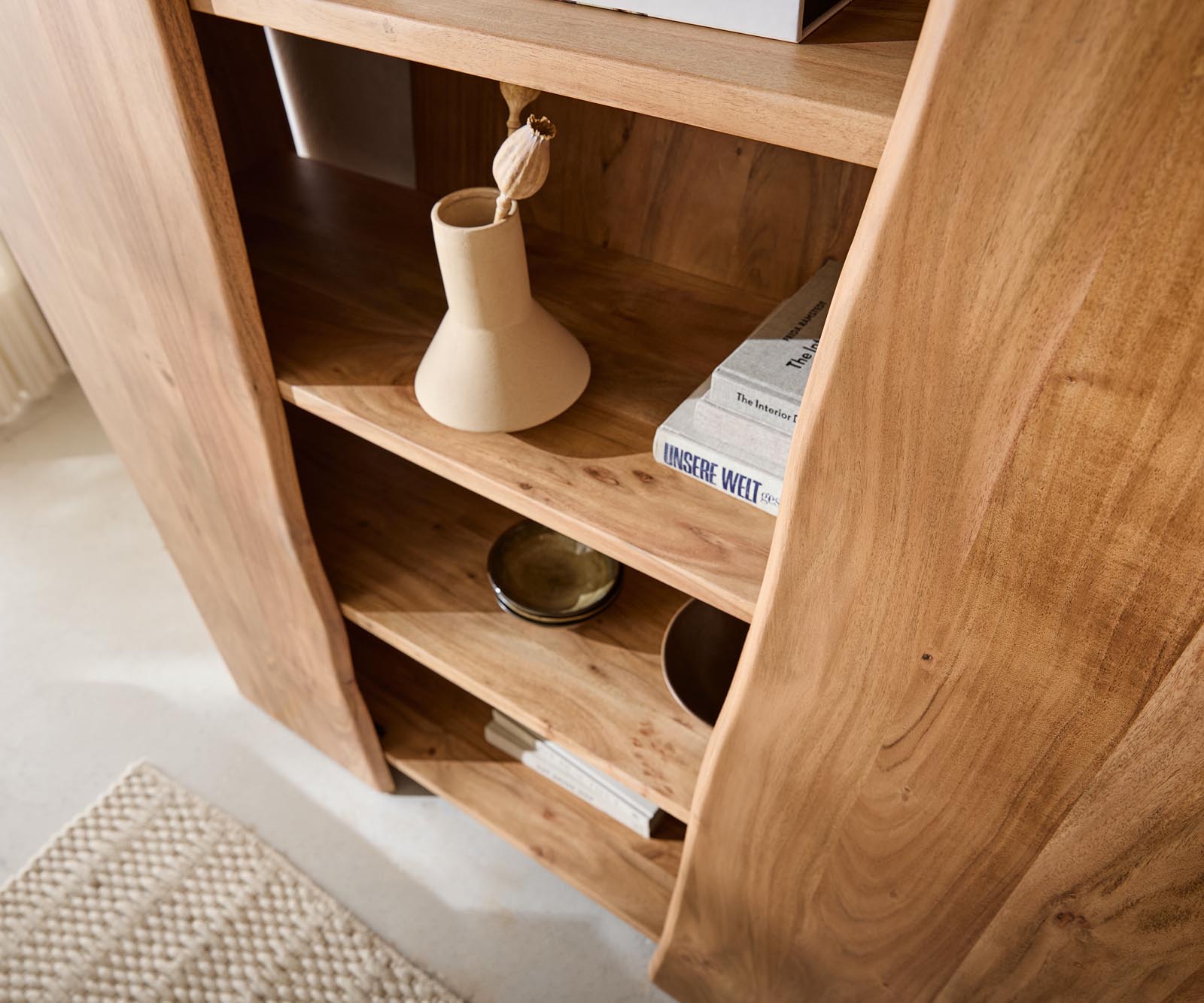 Étagère Live-Edge 140x195 cm Acacia Naturel 2 portes 4