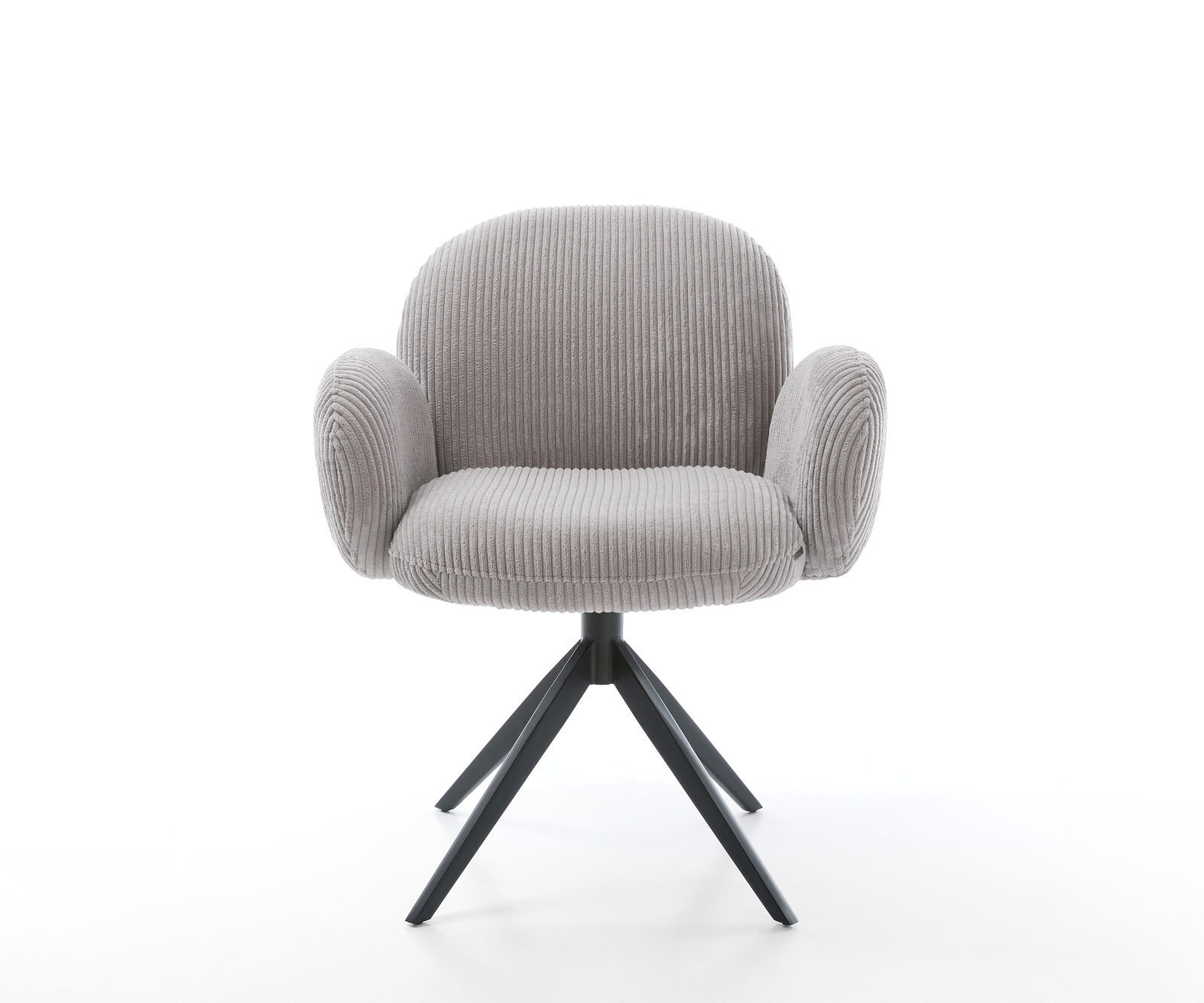 Chaise-pivotante Nube-Flex côtelé gris argenté pied croisé large noir pivotement sur 360° fonction bascule ressorts ensachés 1