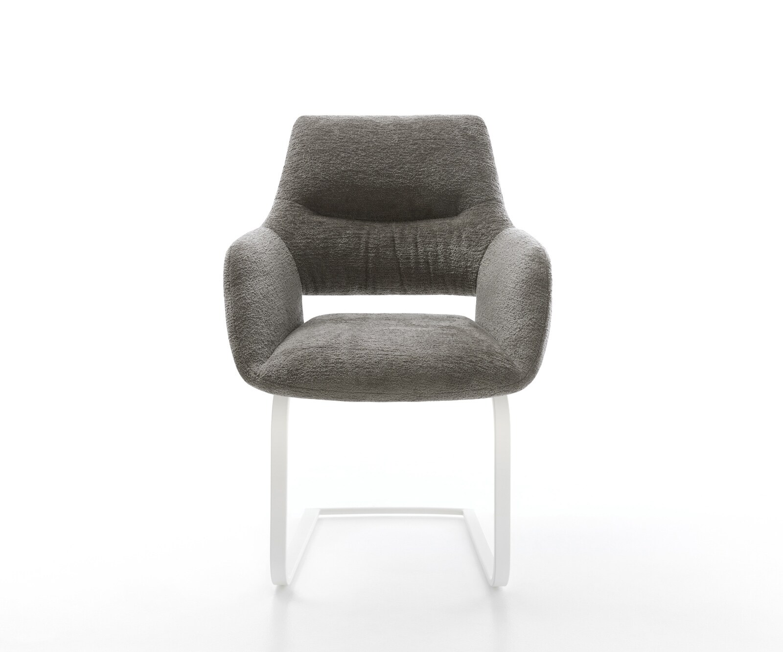 Cantilever Yago-Flex avec accoudoirs bouclé doux couleur boue pied cantilever plat blanc resorts ensachés 2