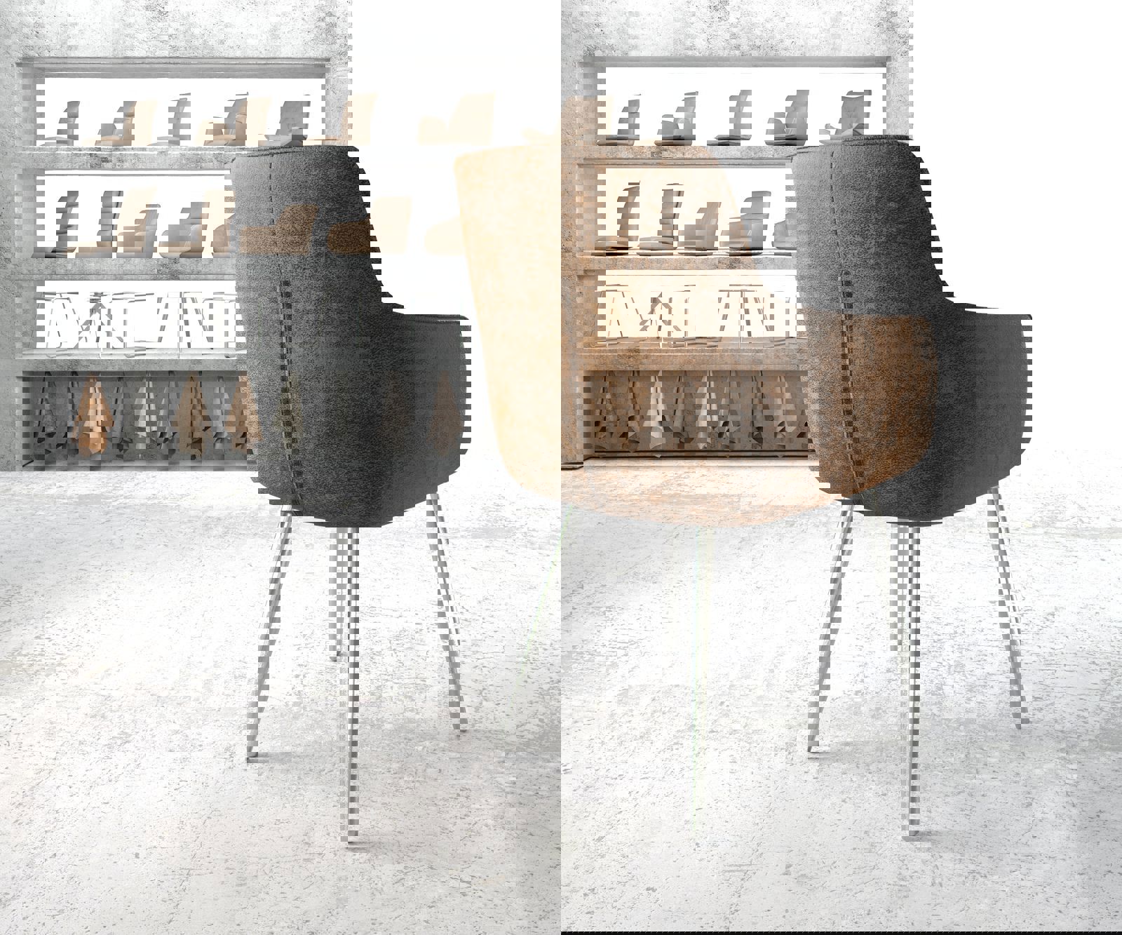 Fauteuil Pejo-Flex brun antique 4-pieds conique acier inoxydable 4