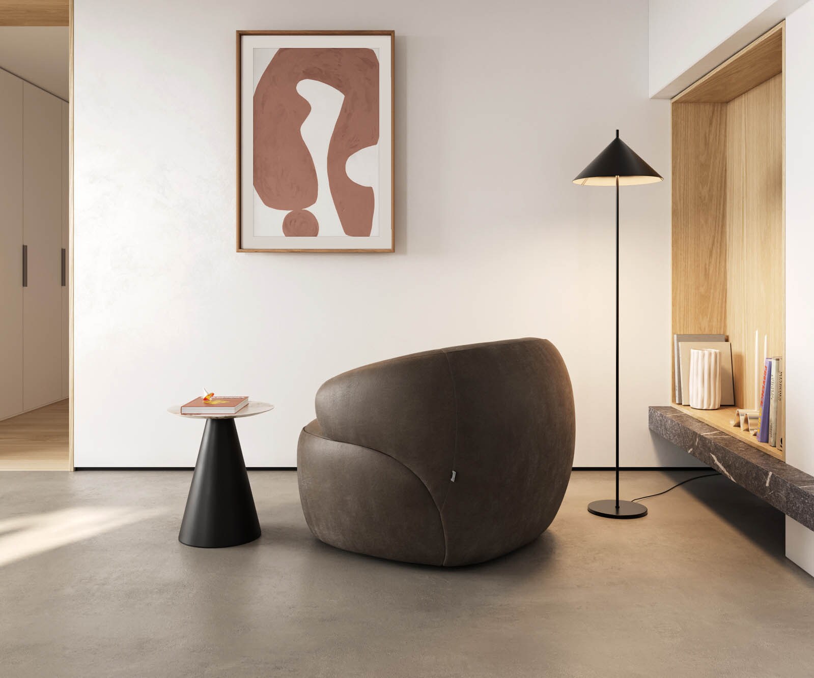 Fauteuil-lounge Nova 88x88 cm microfibre taupe vintage 2