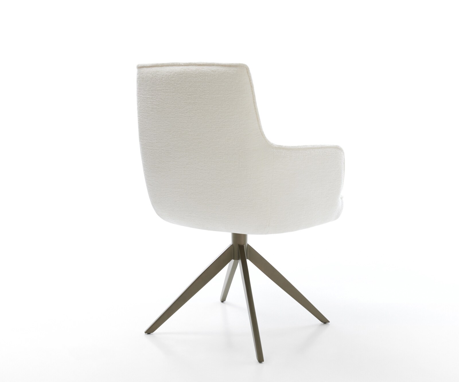 Chaise-pivotante Heira-Flex avec accoudoirs bouclé doux beige pied croisé large aspect titane pivotement sur 360° fonction bascule resorts ensachés 5