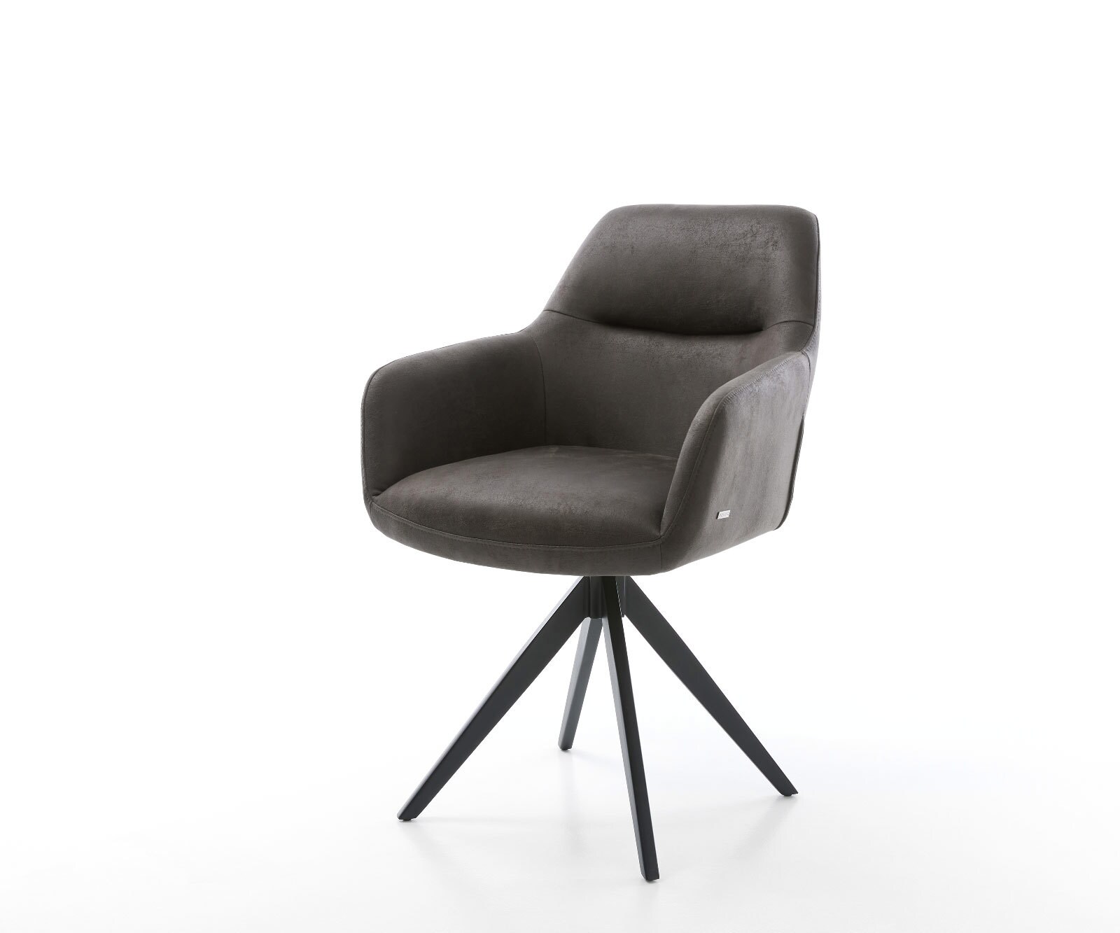 Chaise-de-salle-à-manger Pejo-Flex microvelours anthracite vintage pied croisé angulaire noir ressorts ensachés