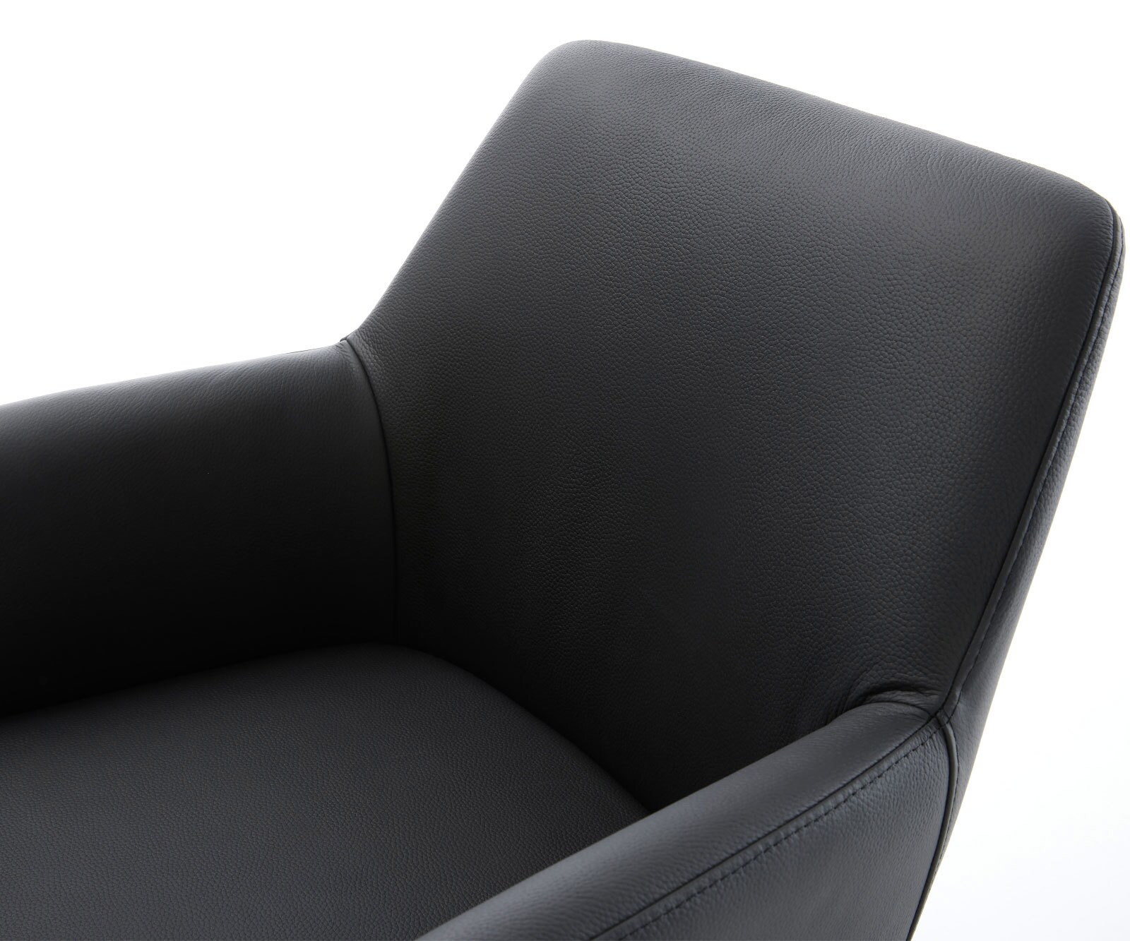 Chaise-pivotante Xana-Flex avec accoudoirs cuir de vache noir pied croisé conique acier inoxydable brossé pivotement sur 180° ressorts ensachés 3
