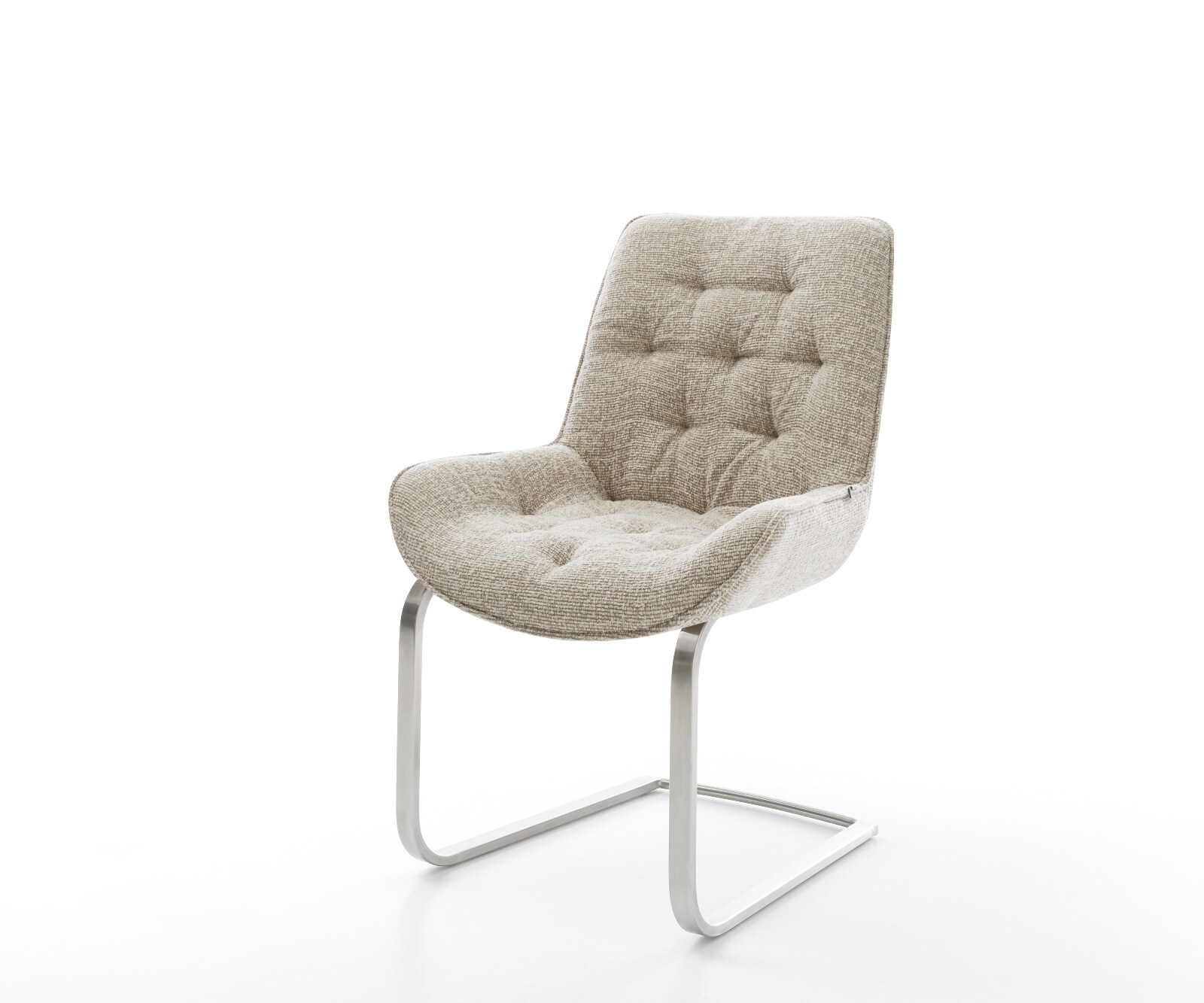Cantilever Taimi-Flex tissu tissé doux beige pied cantilever plat acier inoxydable 1
