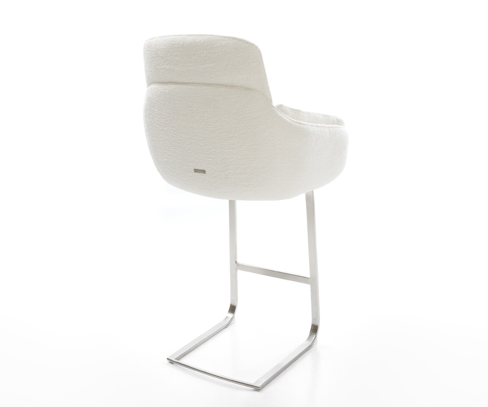 Chaise-de-bar Luan-Flex Bouclé doux Beige Pied cantilever acier inoxydable Argent 5
