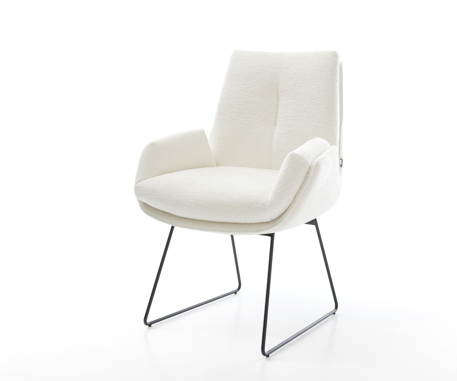 Chaise-de-salle-à-manger Clea-Flex bouclé doux beige pied trapèze noir 1