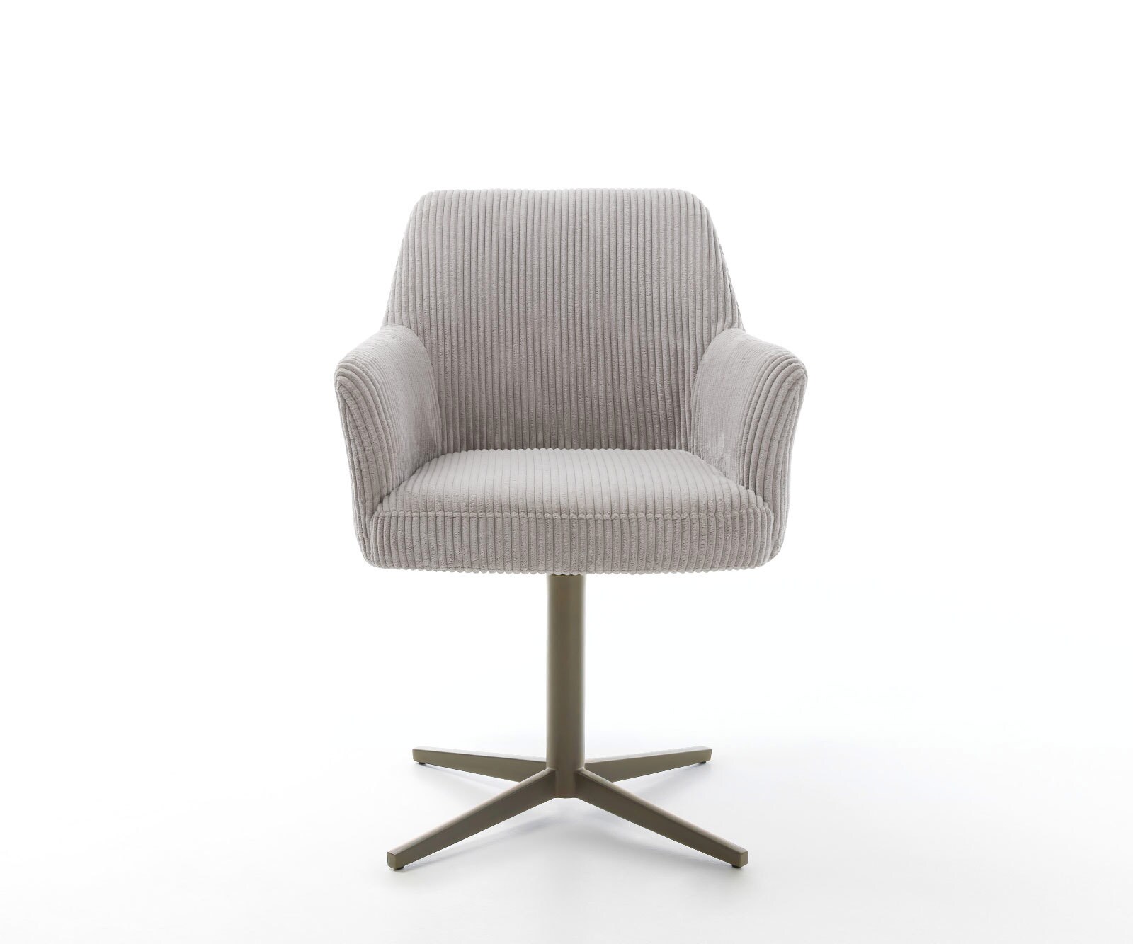 Chaise-pivotante Xana-Flex avec accoudoirs côtelé gris argenté pied de chaise 4 branches aspect titane pivotement sur 360° ressorts ensachés 1
