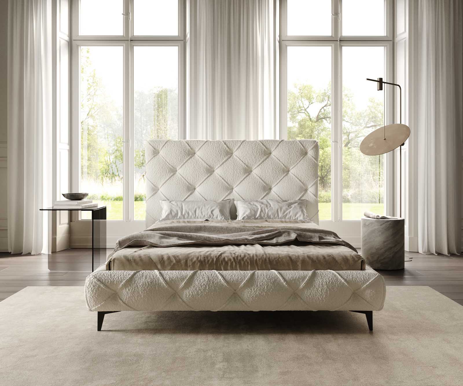 Sommier-rembourré Nayara 140x200 cm Bouclé Crème-Blanc 1