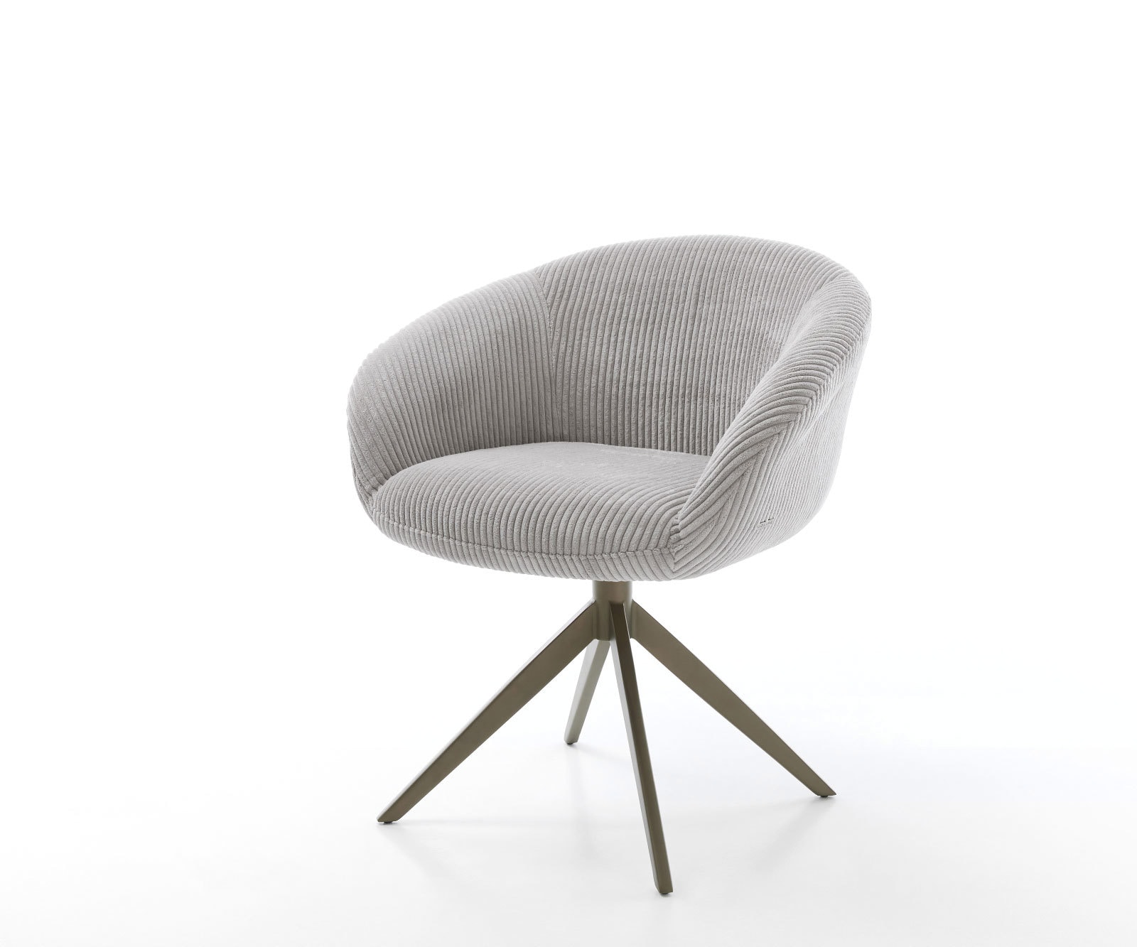 Chaise-pivotante Vinka-Flex côtelé gris argenté pied croisé large aspect titane pivotement sur 360° fonction bascule ressorts ensachés Chaise-pivotante Vinka-Flex côtelé gris argenté pied croisé large aspect titane pivotement sur 360° fonction bascule ressorts ensachés