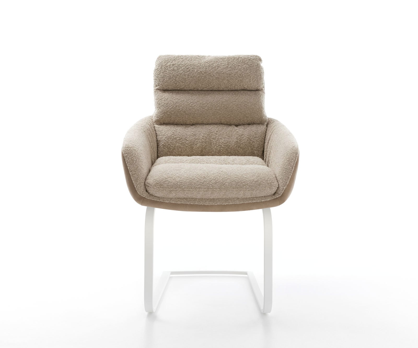 Cantilever Abelia-Flex avec accoudoirs tissu mixte couleur boue pied cantilever plat blanc 1 Cantilever Abelia-Flex avec accoudoirs tissu mixte couleur boue pied cantilever plat blanc 1