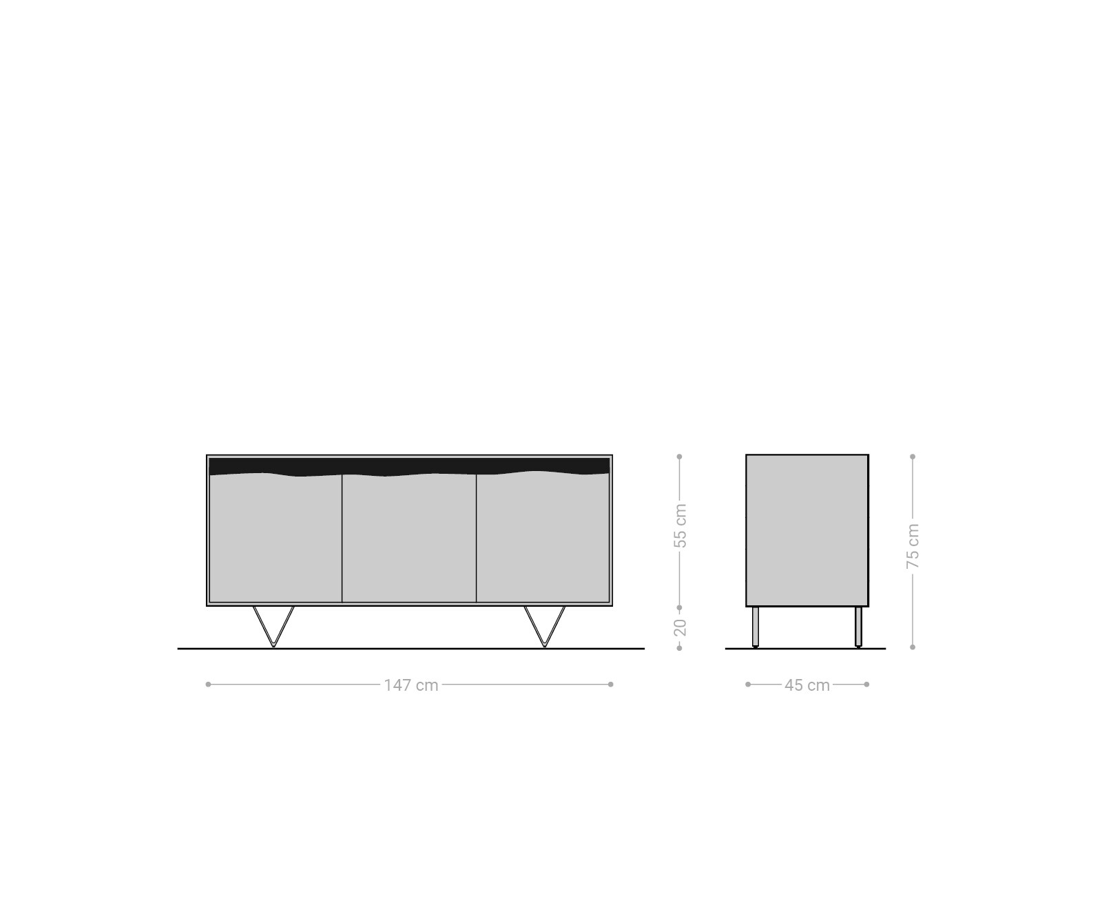 Buffet Stonegrace 147x45 cm acacia nature 3 portes  tronc d'arbre 6