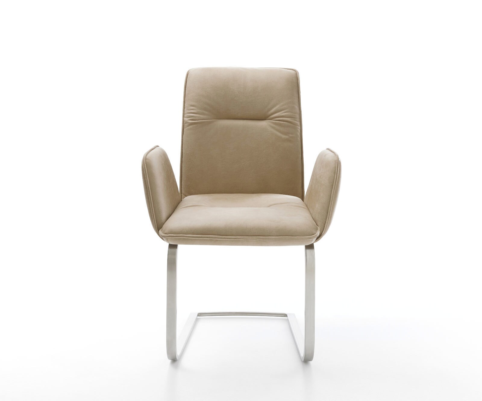 Cantilever Vinja-Flex microvelours beige vintage pied cantilever plat acier inoxydable brossé 1