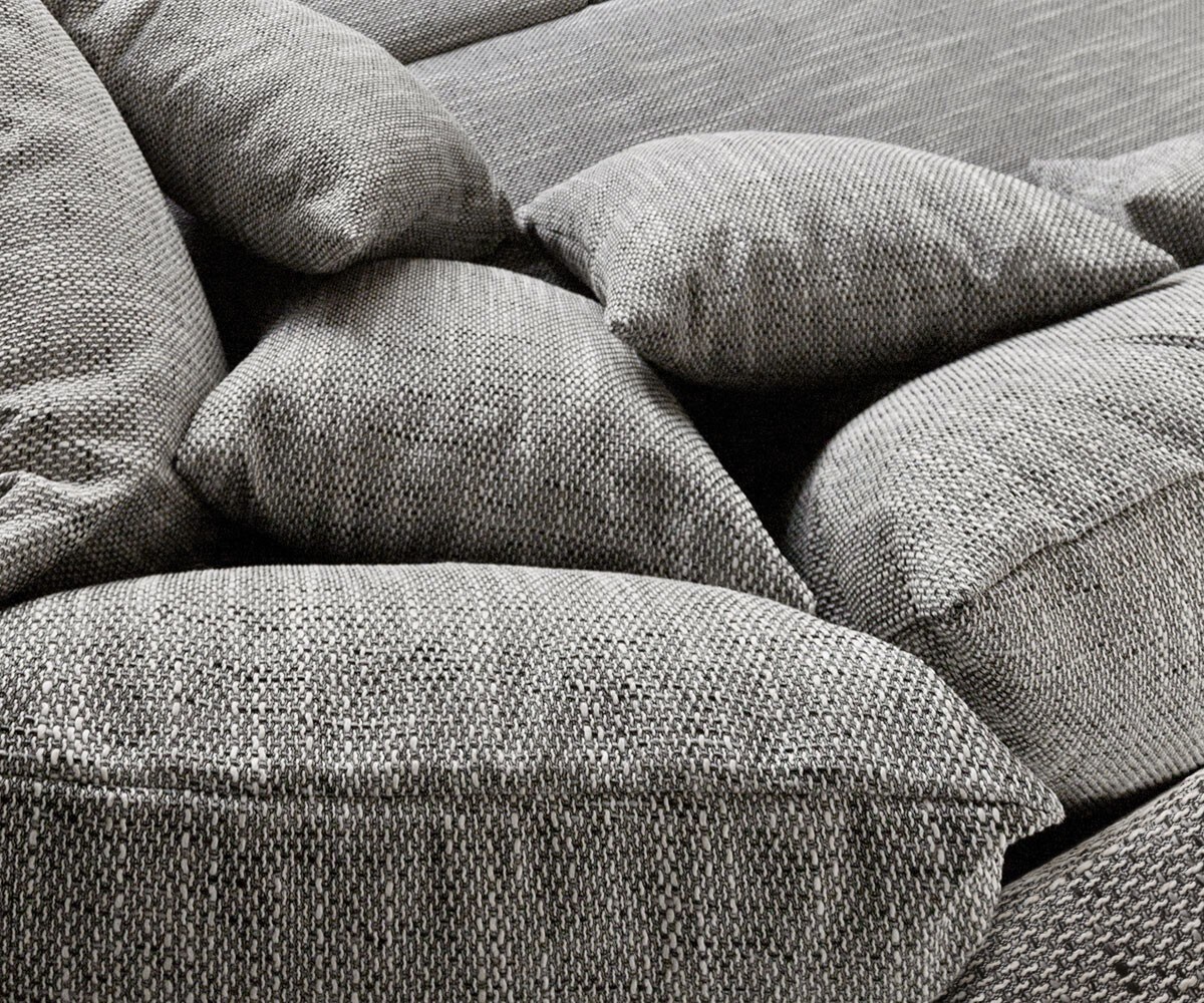 Canapé d'angle Clovis tissu structuré gris clair accoudoir ottoman droite 4 Canapé d'angle Clovis tissu structuré gris clair accoudoir ottoman droite 4