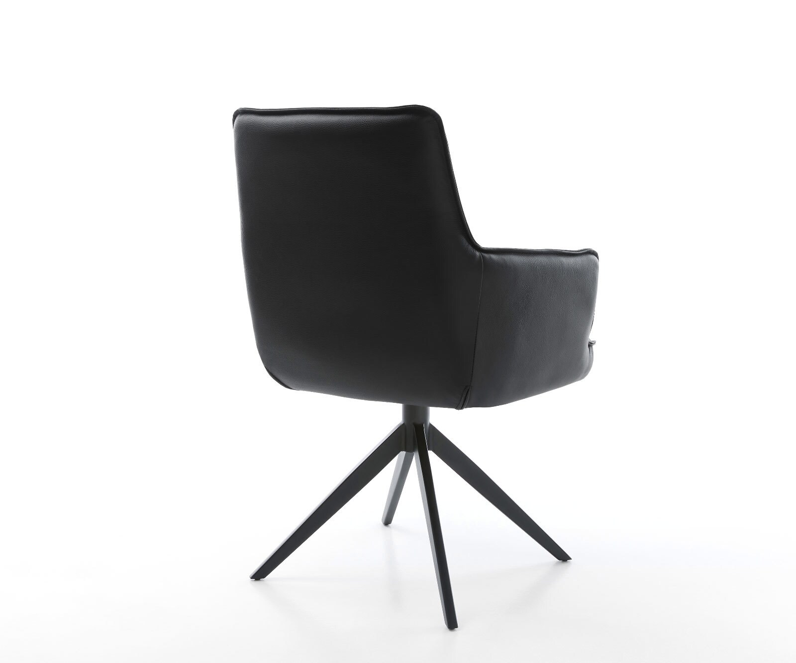 Chaise-pivotante Heira-Flex cuir de vache noir pied croisé large noir pivotement sur 360° fonction bascule ressorts ensachés 4