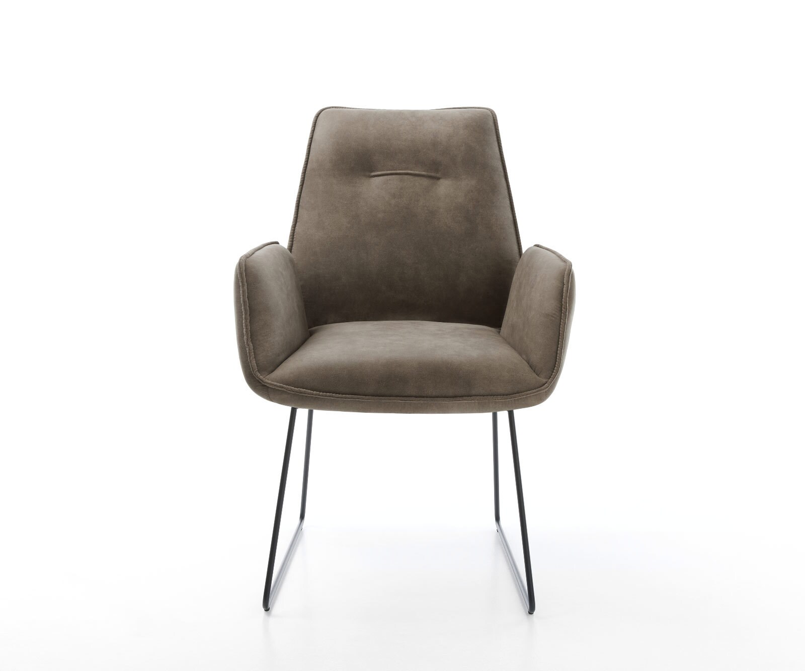 Chaise-de-salle-à-manger Zoa-Flex microvelours taupe vintage pied trapèze noir ressorts ensachés 1