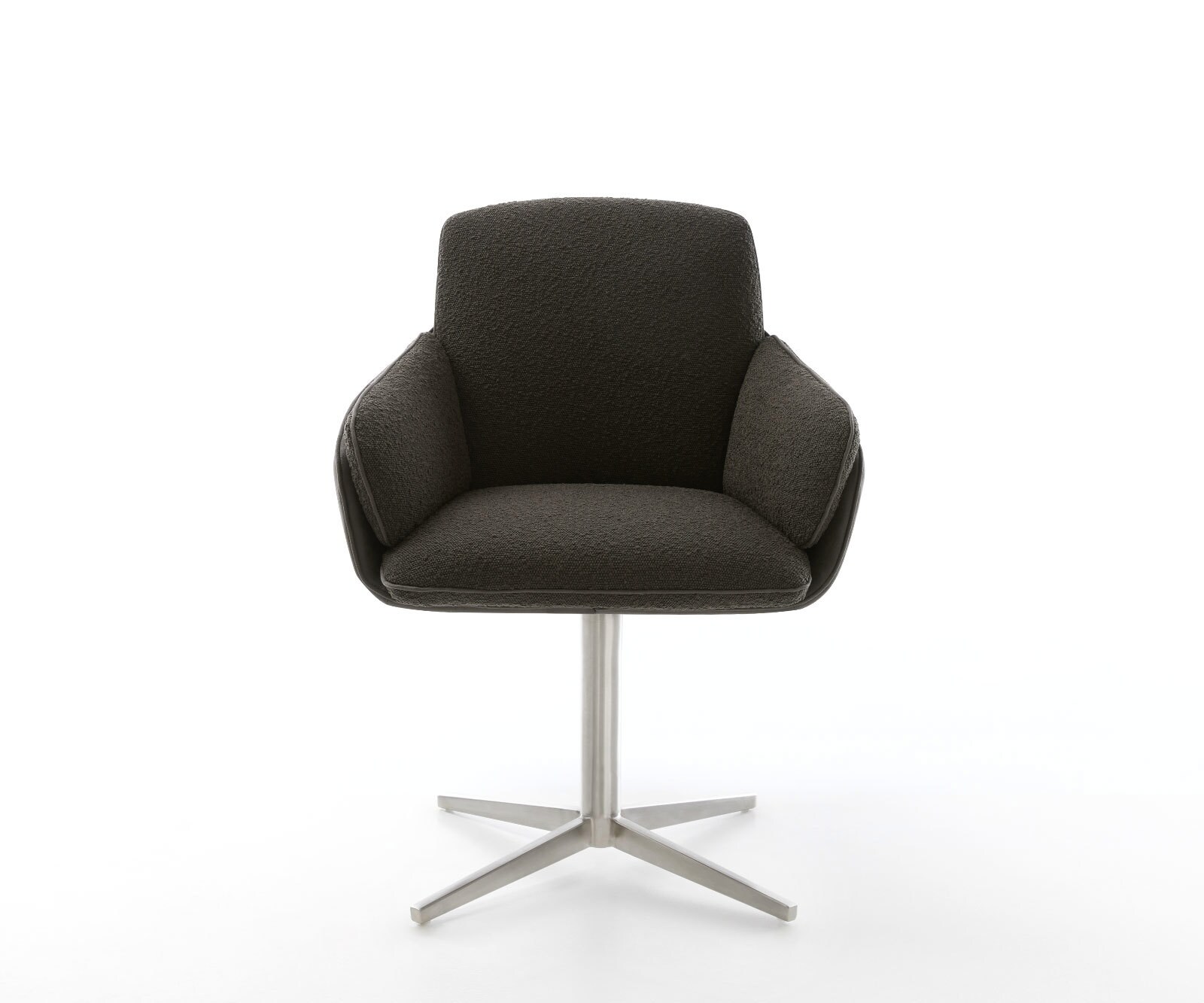 Chaise-pivotante Luan-Flex avec accoudoirs tissu mixte noir pied de chaise 4 branches acier inoxydable brossé pivotement sur 360° 1 Chaise-pivotante Luan-Flex avec accoudoirs tissu mixte noir pied de chaise 4 branches acier inoxydable brossé pivotement sur 360° 1