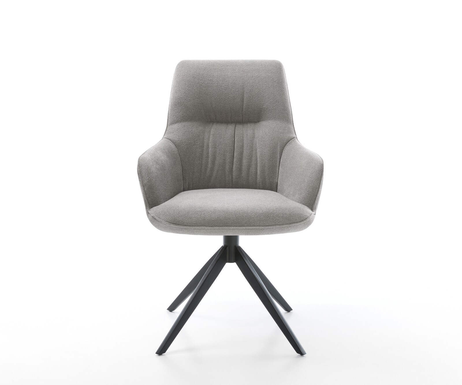 Chaise-pivotante Zelia-Flex avec accoudoirs tissu structuré doux gris pied croisé large noir pivotement sur 360° fonction bascule resorts ensachés 1