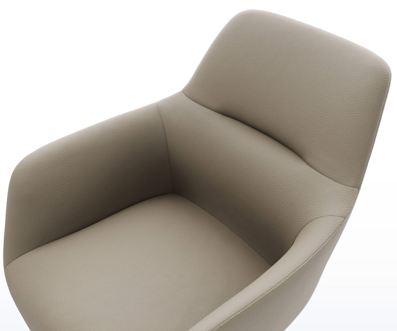 Chaise-de-salle-à-manger Pejo-Flex cuir de vache couleur boue pied croisé conique acier inoxydable brossé ressorts ensachés 4