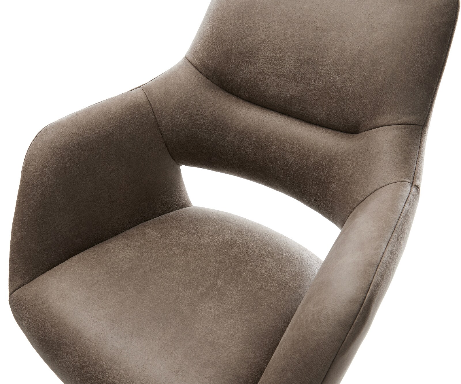 Chaise-de-bar Yago-Flex Microfibre Taupe Vintage Pied cantilever acier inoxydable Argent Ressort ensaché 3
