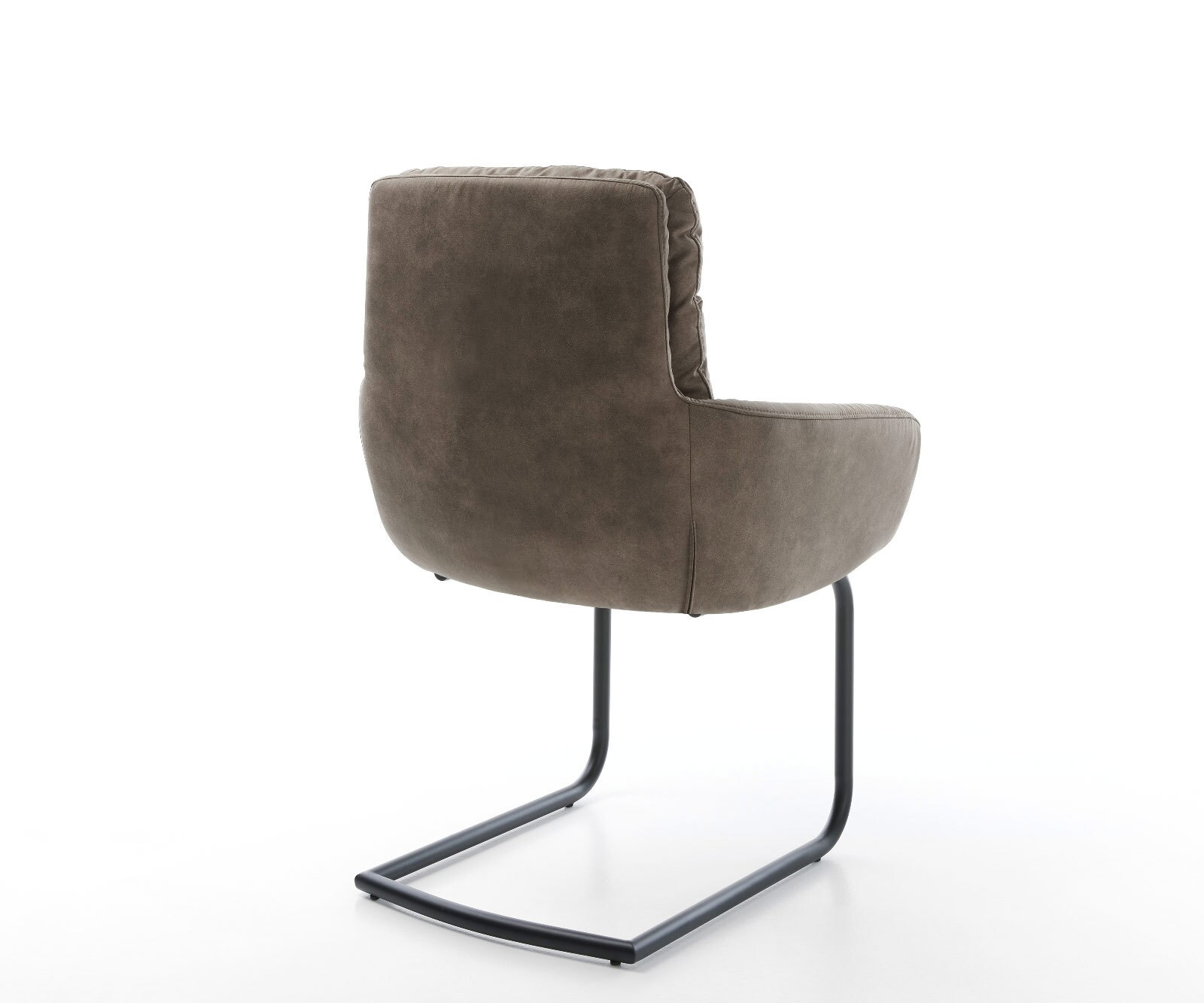Cantilever Abelia-Flex avec accoudoirs microvelours taupe vintage pied cantilever rond noir 5
