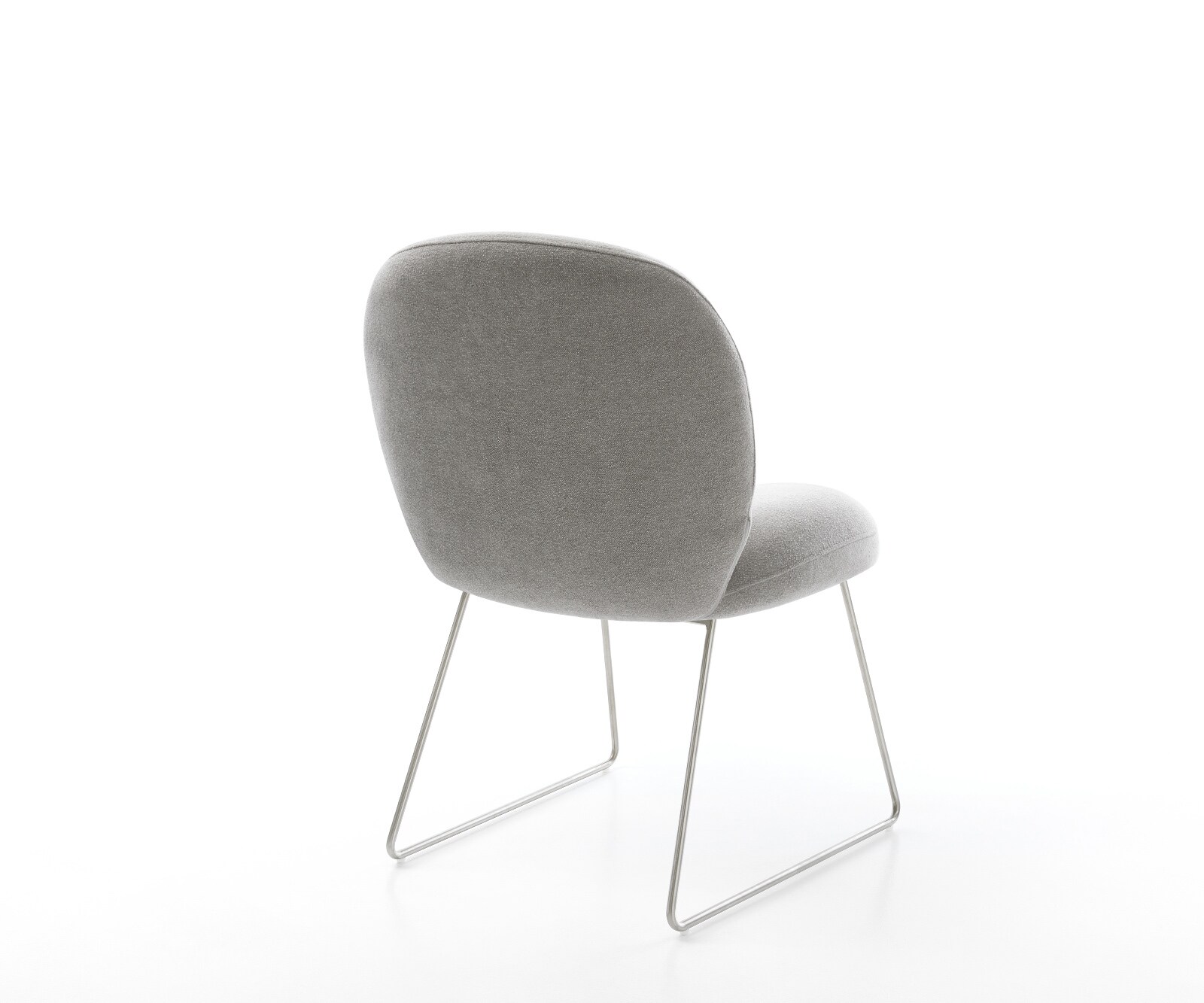 Chaise-de-salle-à-manger Nube-Flex tissu structuré doux gris pied trapèze acier inoxydable resorts ensachés 5