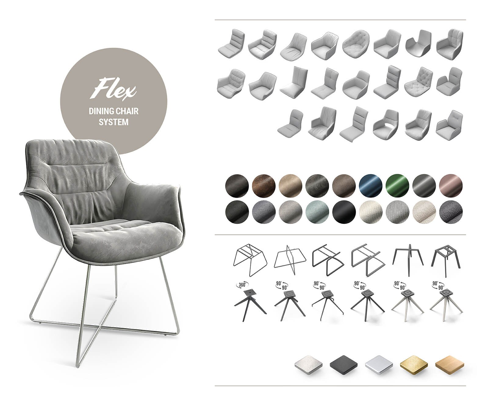 Chaise-pivotante Yago-Flex XL avec accoudoirs bouclé blanc pied croisé large noir pivotement sur 360° 9