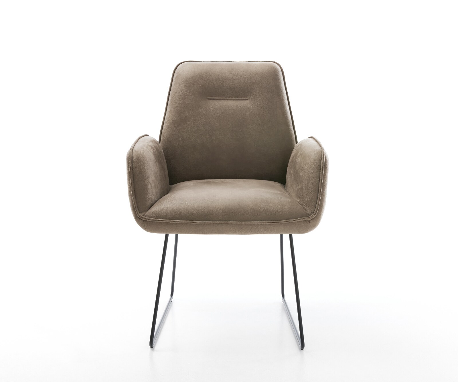 Chaise-de-salle-à-manger Zoa-Flex microvelours taupe vintage pied trapèze noir ressorts ensachés 2