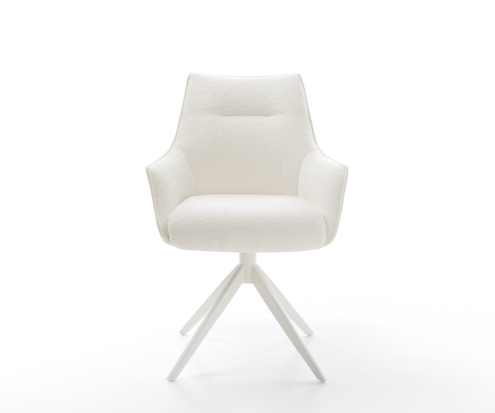 Chaise-pivotante Alja-Flex avec accoudoirs bouclé doux beige pied croisé large blanc pivotement sur 360° fonction bascule resorts ensachés 1